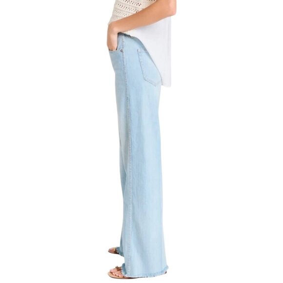 New Veronica Beard Taylor Relaxed Wide Leg High Rise Jeans 31 In Aire Wash Blue - Picture 5 of 15